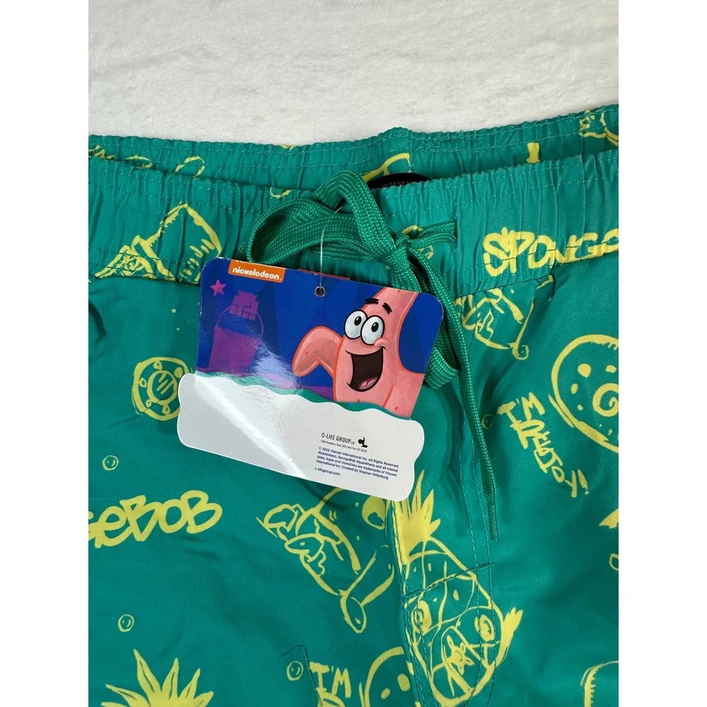 NWT Nickelodeon SpongeBob SquarePants Mens Swim Trunks UPF 50 Board Shorts L